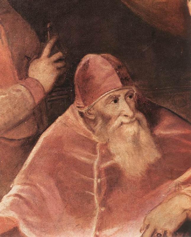 TIZIANO Vecellio Pope Paul III with his Nephews Alessandro and Ottavio Farnese (detail) art